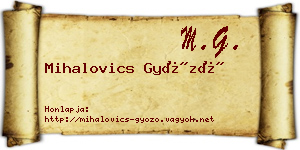 Mihalovics Győző névjegykártya